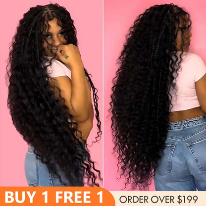 Glueless Exquisite Long Loose Curls with Braided Parting 7x5 / 13x4 HD Transparent Lace Front Human Hair Wig-Amanda Hair