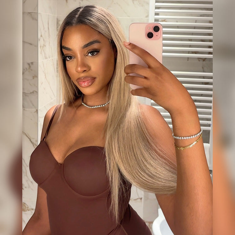 Hot Star Premium 10A 210% Density Professional Toned Ombre Ash Blonde Mixed Dirty Blonde Colored 6x5 Glueless 13x6 Lace Human Hair Wigs