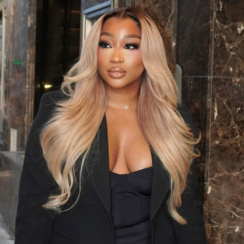 Hot Star Premium 10A 210% Density Professional Toned Ombre Ash Blonde Mixed Dirty Blonde Colored 6x5 Glueless 13x6 Lace Human Hair Wigs