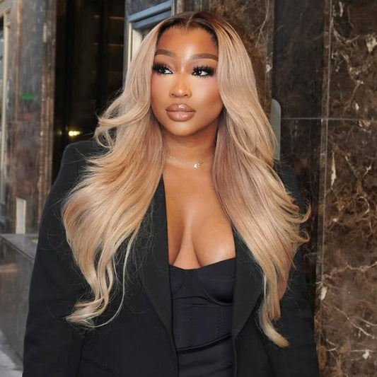 Hot Star Premium 10A 210% Density Professional Toned Ombre Ash Blonde Mixed Dirty Blonde Colored 6x5 Glueless 13x6 Lace Human Hair Wigs