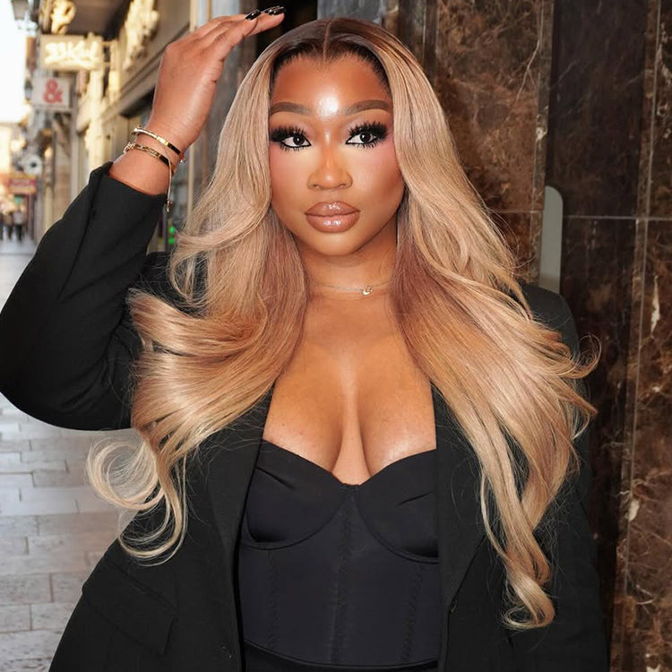 Hot Star Premium 10A 210% Density Professional Toned Ombre Ash Blonde Mixed Dirty Blonde Colored 6x5 Glueless 13x6 Lace Human Hair Wigs