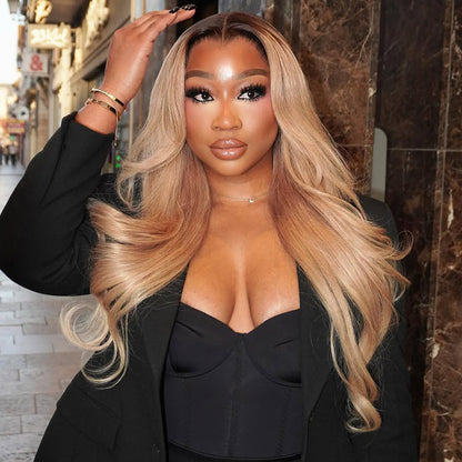 Hot Star Premium 10A 210% Density Professional Toned Ombre Ash Blonde Mixed Dirty Blonde Colored 6x5 Glueless 13x6 Lace Human Hair Wigs