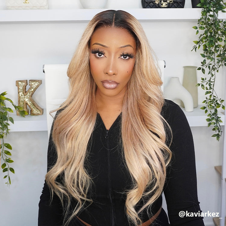 Hot Star Premium 10A 210% Density Professional Toned Ombre Ash Blonde Mixed Dirty Blonde Colored 6x5 Glueless 13x6 Lace Human Hair Wigs