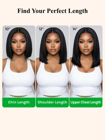 Klaiyi Balayage Brown French Bob Wig Shoulder-Length Loose Curls 7x5 & 13x4 Pre-Everything Glueless Lace with Invisi Drawstring