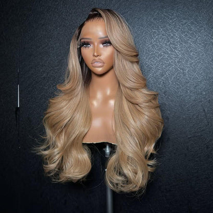 Hot Star Premium 10A 210% Density Professional Toned Ombre Ash Blonde Mixed Dirty Blonde Colored 6x5 Glueless 13x6 Lace Human Hair Wigs