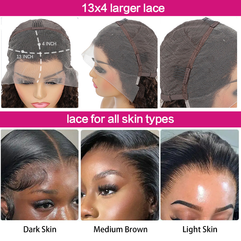 SZC Natural Coily Curly Short Bob 13x4 Lace Frontal Human Hair Wigs