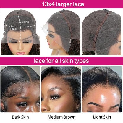 SZC Natural Coily Curly Short Bob 13x4 Lace Frontal Human Hair Wigs
