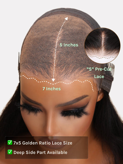 Klaiyi Balayage Brown French Bob Wig Shoulder-Length Loose Curls 7x5 & 13x4 Pre-Everything Glueless Lace with Invisi Drawstring