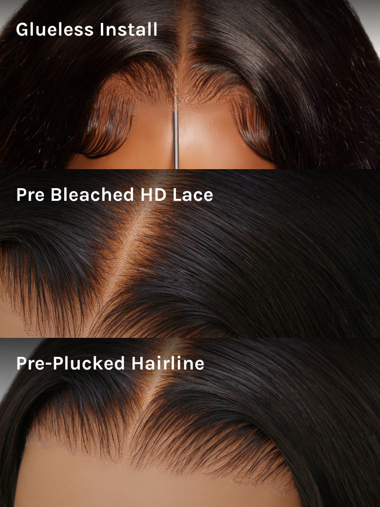 Klaiyi Balayage Brown French Bob Wig Shoulder-Length Loose Curls 7x5 & 13x4 Pre-Everything Glueless Lace with Invisi Drawstring
