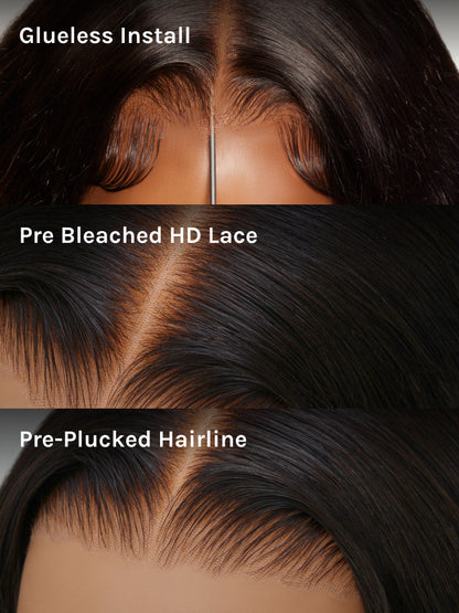 Klaiyi Balayage Brown French Bob Wig Shoulder-Length Loose Curls 7x5 & 13x4 Pre-Everything Glueless Lace with Invisi Drawstring