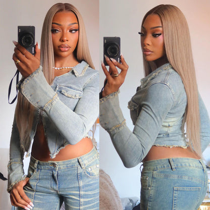 Hot Star Premium 10A 210% Density Professional Toned Ombre Ash Blonde Mixed Dirty Blonde Colored 6x5 Glueless 13x6 Lace Human Hair Wigs