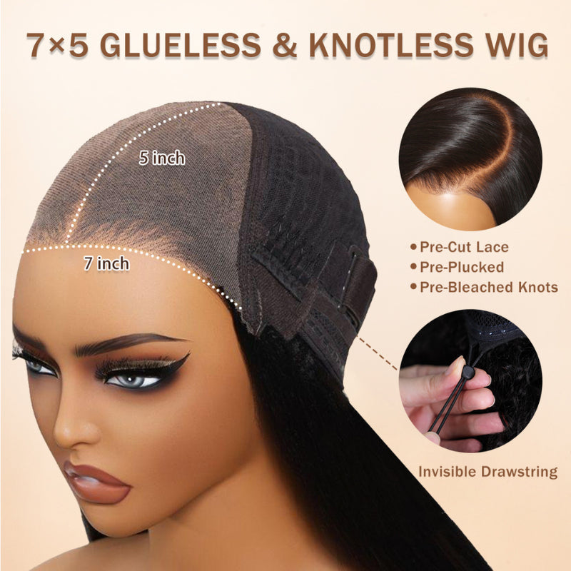 Glueless Exquisite Long Loose Curls with Braided Parting 7x5 / 13x4 HD Transparent Lace Front Human Hair Wig-Amanda Hair