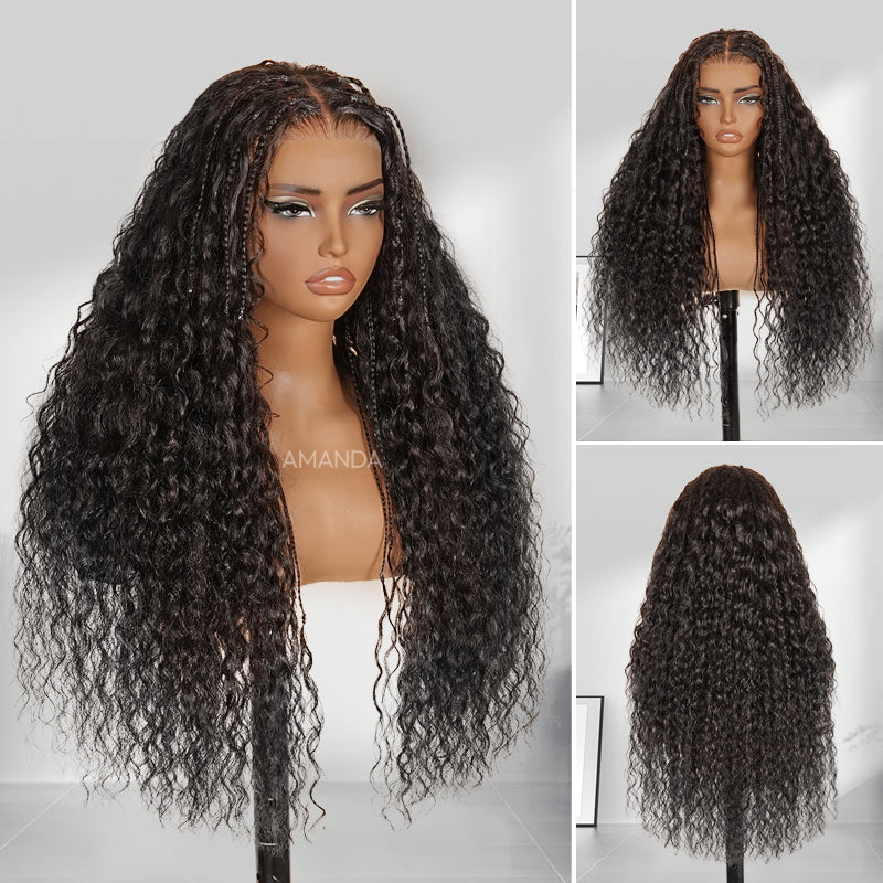 Glueless Exquisite Long Loose Curls with Braided Parting 7x5 / 13x4 HD Transparent Lace Front Human Hair Wig-Amanda Hair