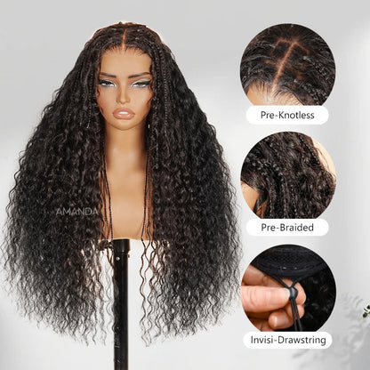 Glueless Exquisite Long Loose Curls with Braided Parting 7x5 / 13x4 HD Transparent Lace Front Human Hair Wig-Amanda Hair
