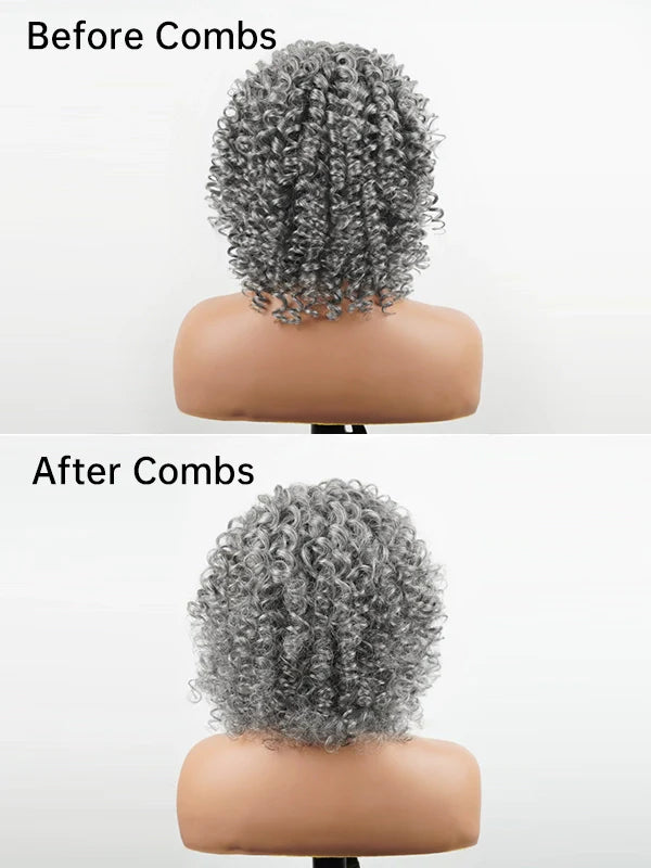 Luvwin 13x4 Salt & Pepper Bouncy Curls Glueless Grey Wig 100% Human Hair