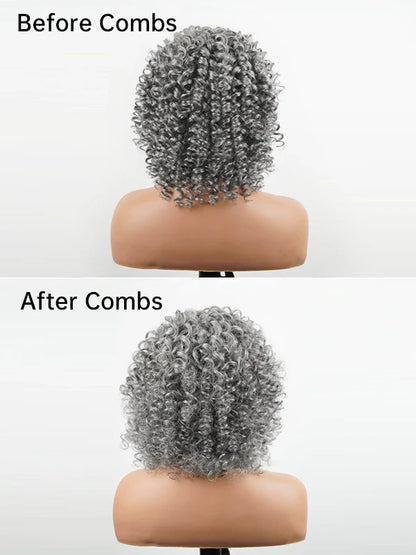 Luvwin 13x4 Salt & Pepper Bouncy Curls Glueless Grey Wig 100% Human Hair