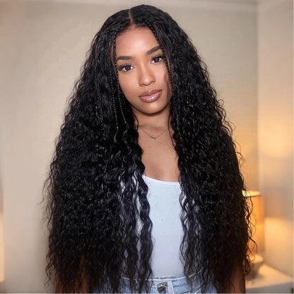 Glueless Exquisite Long Loose Curls with Braided Parting 7x5 / 13x4 HD Transparent Lace Front Human Hair Wig-Amanda Hair