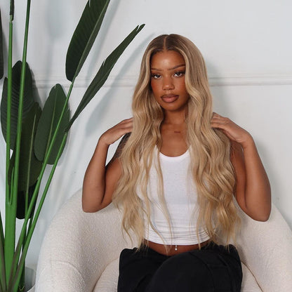 Hot Star Top 10A Raw 210% Density Professional Toned Balayage Ash Blonde HD Transparent 13x6 Lace Front Human Hair Wig Body Wave