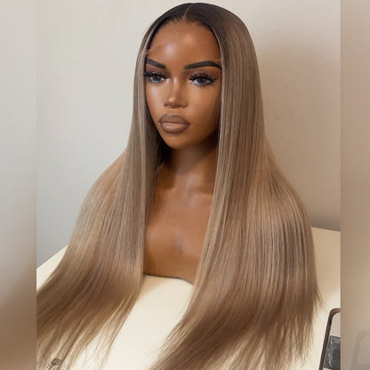 Hot Star Premium 10A 210% Density Professional Toned Ombre Ash Blonde Mixed Dirty Blonde Colored 6x5 Glueless 13x6 Lace Human Hair Wigs
