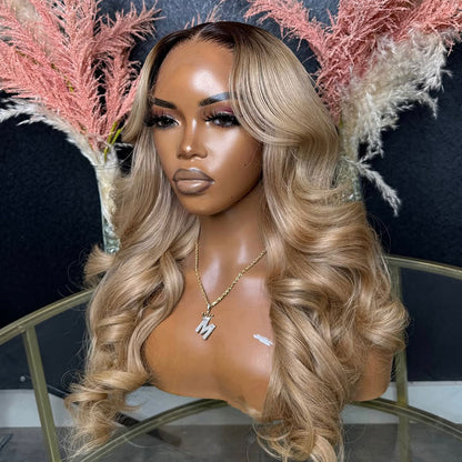 Hot Star Top 10A Raw 210% Density Professional Toned Balayage Ash Blonde HD Transparent 13x6 Lace Front Human Hair Wig Body Wave