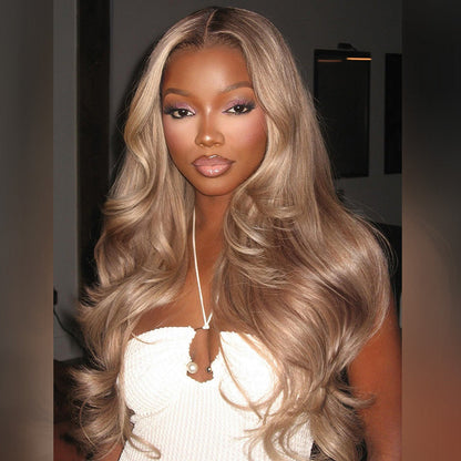 Hot Star Top 10A Raw 210% Density Professional Toned Balayage Ash Blonde HD Transparent 13x6 Lace Front Human Hair Wig Body Wave