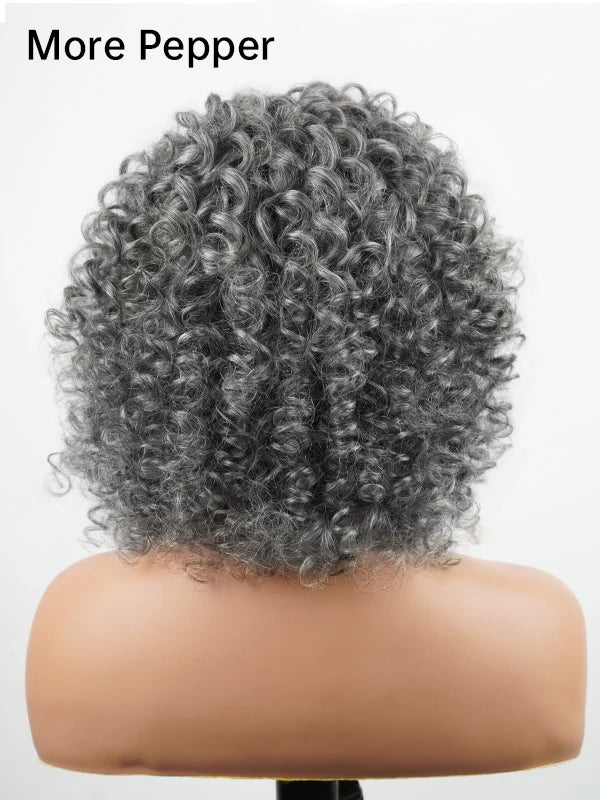 Luvwin 13x4 Salt & Pepper Bouncy Curls Glueless Grey Wig 100% Human Hair