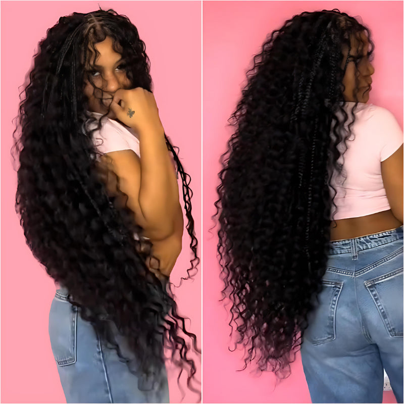 Glueless Exquisite Long Loose Curls with Braided Parting 7x5 / 13x4 HD Transparent Lace Front Human Hair Wig-Amanda Hair